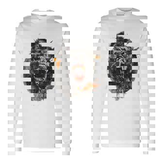 モンキー ゴリラ シルバーバック アニマル スプラッシュ グラフィティ アート 長袖Tシャツ - Kawaiitshirt