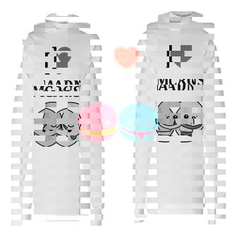 ユーモアマカロン フランスのデザートペストリー マカロンが大好き 長袖Tシャツ - Kawaiitshirt