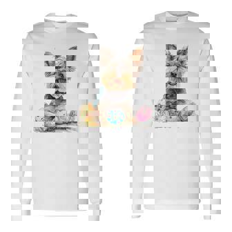 ヨーキー ヨークシャーテリア 犬種 ハッピーイースター メンズ レディース 長袖Tシャツ - Kawaiitshirt