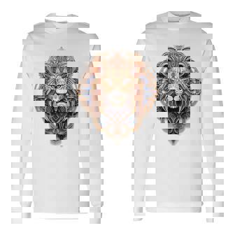 ライオン 動物 彫刻 動物園 抽象芸術 絵画 ライオン 長袖Tシャツ - Kawaiitshirt