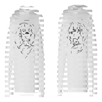 ラインアートお父さんママ犬-ビーグル 長袖Tシャツ - Kawaiitshirt