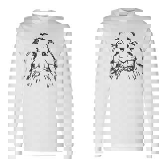 ラインアートダッドママラビット-ホーランドロップ 長袖Tシャツ - Kawaiitshirt