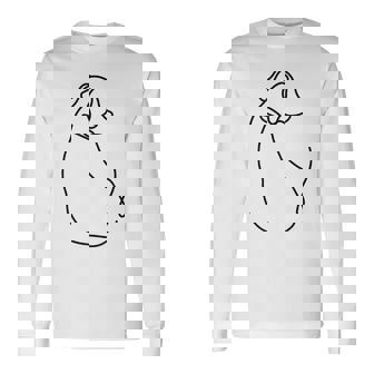 ラインタトゥー、ラインアートtシャツ、ミニマリストな犬のモチーフ 長袖Tシャツ - Kawaiitshirt