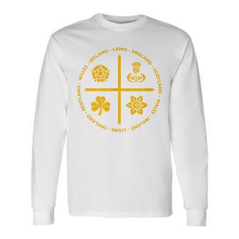 ラグビーライオンズ アイルランド イングランド ウェールズ スコットランド アイコン ゴールド 長袖Tシャツ - Kawaiitshirt