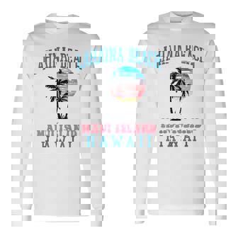 ラハイナ ビーチ マウイ ハワイ ビーチ ヤシの木 夏 ハワイアン 長袖Tシャツ - Kawaiitshirt