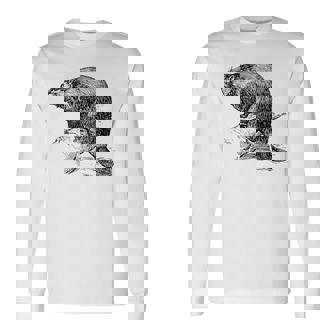 リアルなビーバースケッチ 長袖Tシャツ - Kawaiitshirt