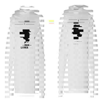 リトアニアの国旗、地図と国名リトアニア。 長袖Tシャツ - Kawaiitshirt