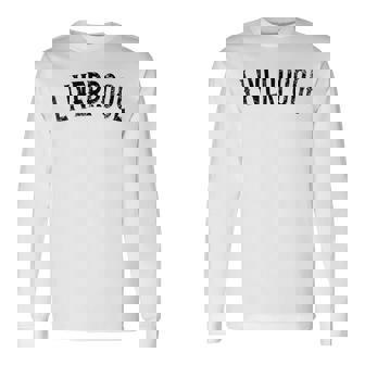 リバプール イギリス ヴィンテージ ブラック テキスト アパレル 長袖Tシャツ - Kawaiitshirt