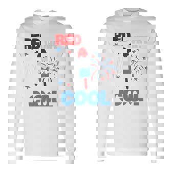 レッド ホワイト クールなアメリカ国旗 アイスキャンディー 面白い 7月4日 長袖tシャツ 長袖Tシャツ - Kawaiitshirt