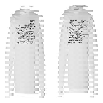 レトロな飛行機の図-ヴィンテージ旅客機の飛行履歴 長袖Tシャツ - Kawaiitshirt