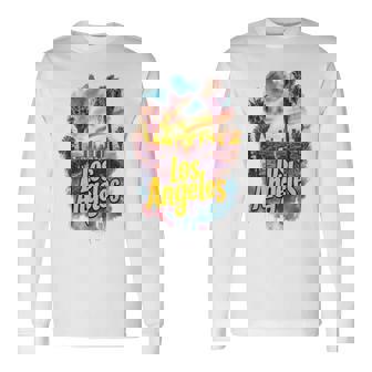 ロサンゼルス カリフォルニア サンセット スカイライン アーバン お土産 長袖Tシャツ - Kawaiitshirt