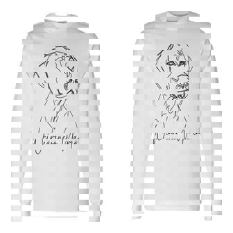 ワイマラナー ママ ワイマラナー ママ かわいい ラインアート 犬 アーティスティック 長袖Tシャツ - Kawaiitshirt