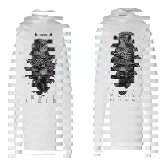 ヴァルハラ ウルフマスク オーディン ルーン文字 北欧コンパス バイキング メンズ レディース 長袖tシャツ 長袖Tシャツ - Kawaiitshirt