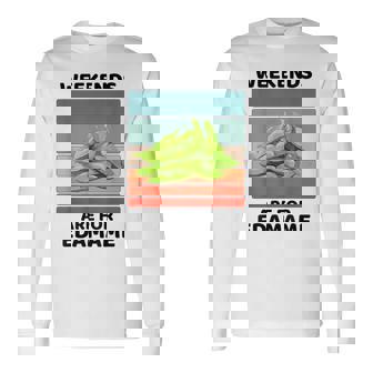 ヴィンテージ 枝豆 食べ物好き 週末は枝豆好きの人へ 長袖Tシャツ - Kawaiitshirt