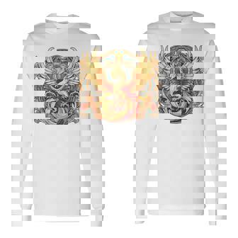 不死鳥 火の鳥 フェニックス イラスト バックプリント 長袖Tシャツ - Kawaiitshirt