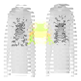 両生類の友達 恋人デザイン グリーンフロッグ 長袖Tシャツ - Kawaiitshirt