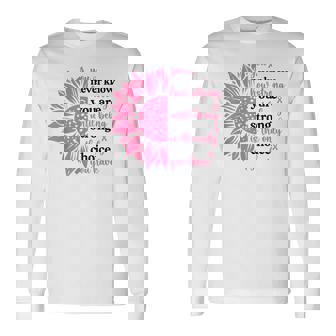 乳がんファイター サバイバー ひまわり ピンクリボン 戦士 長袖Tシャツ - Kawaiitshirt