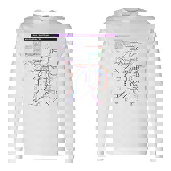 京都日本地下鉄鉄道おみやげ路線図 長袖Tシャツ - Kawaiitshirt