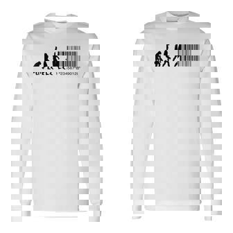 人類の進化がバーコードになる 長袖Tシャツ - Kawaiitshirt