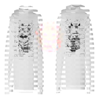 バックプリント 侍 猫戦士 日本人 忍者 キティ カワイイ 長袖Tシャツ - Kawaiitshirt