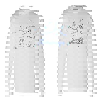 北海道 冬の風景 シマエナガのイラスト 雪の結晶 可愛い小鳥 長袖tシャツ 長袖Tシャツ - Kawaiitshirt