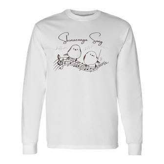 北海道の歌う小鳥 シマエナガ 音符 音楽好き 指揮者 可愛い 長袖Tシャツ - Kawaiitshirt