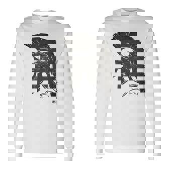 古代戦士ギリシャローマスパルタ兵士ヘルメットグラフィック 長袖Tシャツ - Kawaiitshirt