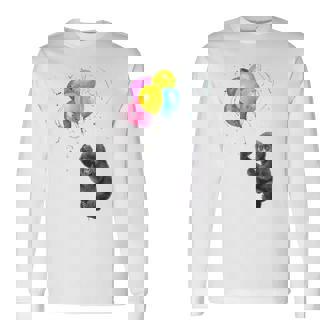 可愛い赤ちゃんのゴリラシルバーバックグラフィックバルーンアートワーク。 長袖Tシャツ - Kawaiitshirt