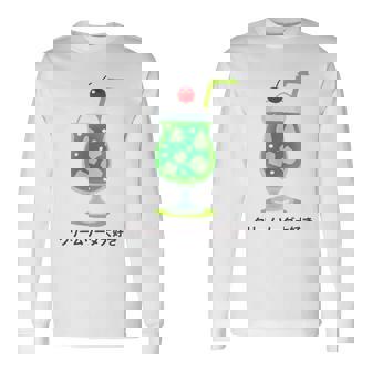和風クリームソーダ レトロ メロンフロート カワイイ 美学 長袖Tシャツ - Kawaiitshirt