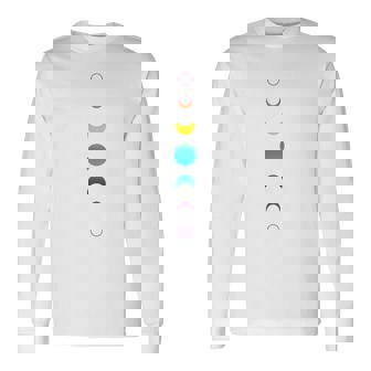 天空の月の満ち欠け バックプリント 虹の月天文学 長袖Tシャツ - Kawaiitshirt