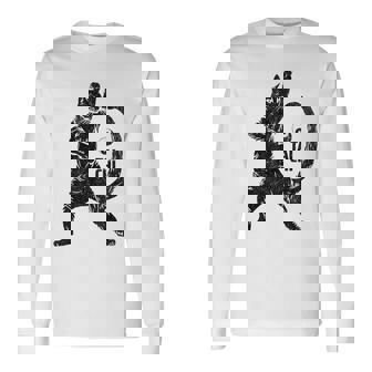 太極拳の練習をしている陽気な猫 陰陽 長袖Tシャツ - Kawaiitshirt