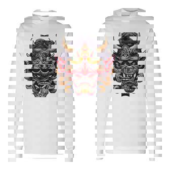 妖怪はにゃおにマスク 日本の悪魔 鬼鬼 鬼 鬼 おにマスク 長袖Tシャツ - Kawaiitshirt