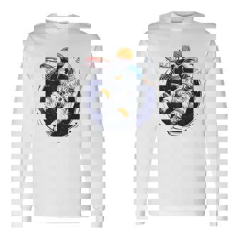 宇宙飛行士 バスケットボール 宇宙 ボール 惑星 銀河 長袖Tシャツ - Kawaiitshirt