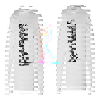 宇宙飛行士 宇宙モチーフ カラフル 宇宙飛行士 長袖Tシャツ - Kawaiitshirt