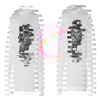 宇宙飛行士tレックス 恐竜 宇宙人 宇宙人 惑星 銀河 長袖Tシャツ - Kawaiitshirt