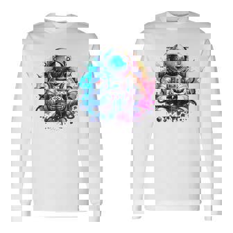 宇宙飛行士宇宙ギフト 科学ギフト 面白い宇宙ゲーマー 長袖Tシャツ - Kawaiitshirt
