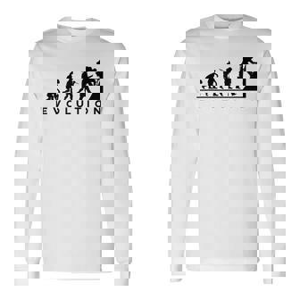 山愛好家 山登り好きにお勧めの面白い進化論 登山家のオシャレなイラスト 長袖Tシャツ - Kawaiitshirt