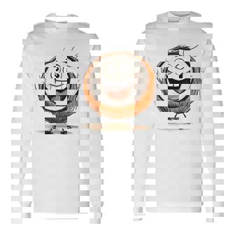 幸せな笑顔のココナッツの顔の漫画 長袖tシャツ 長袖Tシャツ - Kawaiitshirt