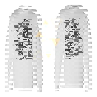 幾何学図形 抽象 モダンアート ヴィンテージ 三角形 長袖Tシャツ - Kawaiitshirt
