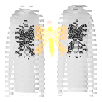 弓鉛筆 ヒョウ柄 初日 新学期 長袖tシャツ 長袖Tシャツ - Kawaiitshirt
