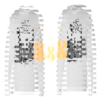 弦楽ファミリー、ヴァイオリン、チェロ、コントラバスミュージシャン面白い 長袖Tシャツ - Kawaiitshirt
