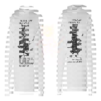 忍者猫、日本のサムライ カワイイ猫タトゥー 面白い 長袖Tシャツ - Kawaiitshirt