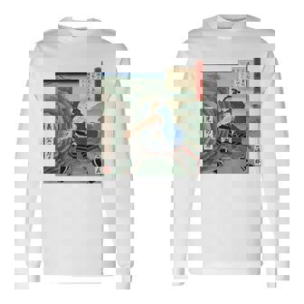 日本 浮世絵 出羽国 山形 山形城 ５７万石 最上義光 源氏 蔵王 力石 バックプリント 長袖Tシャツ - Kawaiitshirt