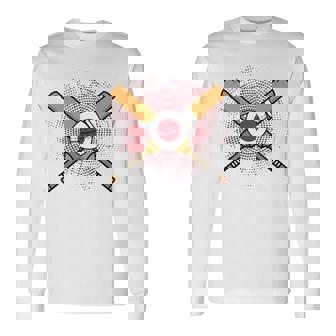 日本のクリケットラケットとボールの旗 長袖tシャツ 長袖Tシャツ - Kawaiitshirt