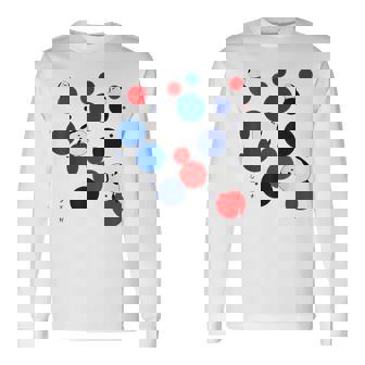 日本の野鳥 シマエナガ 赤 青 ドット 丸 水玉 関西 イベント 家族 お揃い 長袖Tシャツ - Kawaiitshirt