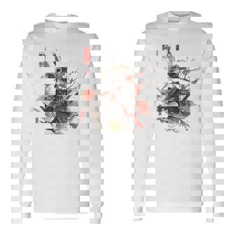 日本アート うさぎ 忍者 浮世絵 アニメスタイル サムライラビット 長袖Tシャツ - Kawaiitshirt