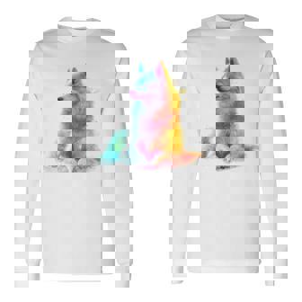 日本スピッツ 犬 モチーフ ペットアート 日本スピッツ 長袖Tシャツ - Kawaiitshirt