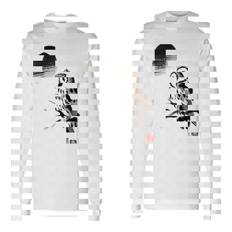 日本製 墨絵 ふくろう アート 墨筆 絵 漢字 知恵 – 日本文化デザイン 長袖Tシャツ - Kawaiitshirt