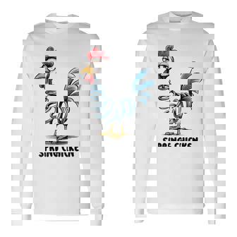 春のチキンチキンポゴスティックファニーチキン 長袖Tシャツ - Kawaiitshirt