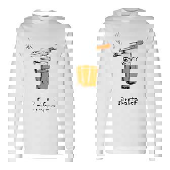 朝食タバコとウイスキー、面白いtシャツギフト。 長袖Tシャツ - Kawaiitshirt